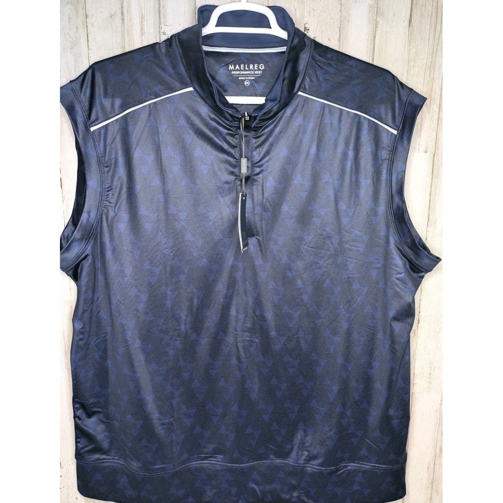 NWT Maelreg Performance Vest Men's 2XL UV Protect UPF 30+ Golf Blue Geometric